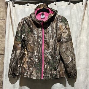 Carhartt Girls Camouflage Jacket with Pink Zipper